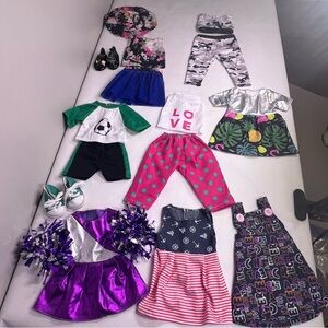 8 Outfits and Accessories for an 18” doll.